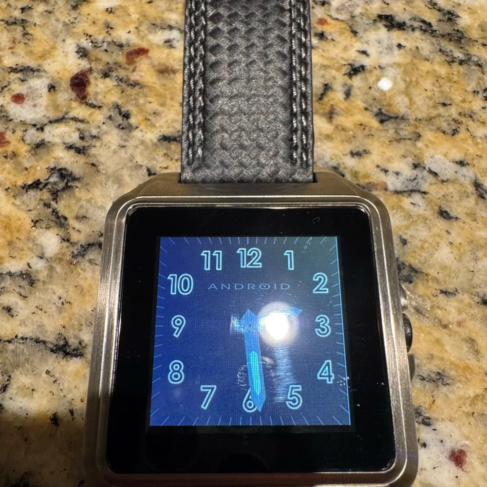 Smartwatch with Black Strap and white stitching